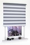 deko-raumshop Verdunkelungsrollo Schlafzimmerrollo Springrollo Schnapprollo Rollo Stoff mit Motiv lichtundurchlässig Raum verdunkelnd Montage Wand Decke Hitzeschutz (200 x 180 cm, Streifen Lichtgrau)