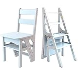 FADUNI Indoor-Kletterhocker, Heim-Tritthocker, multifunktionale Klappleiter aus Holz, breiter Fußhocker aus massivem Holz/Holzleiter/Barstuhl/Blumenständer, langlebig/weiß