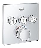 GROHE Grohtherm SmartControl - Brause- & Duschsystem -Thermostat (3 Absperrventile, ultraflaches Design, Wandrosette aus Metall) ,eckig, chrom, 29126000