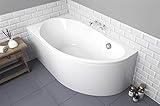 ECOLAM Badewanne Eckbadewanne Acryl Miki weiß 140x70 cm LINKS + Schürze Ablaufgarnitur Ab- und Überlauf Automatik Füße Silikon Komplett-Set