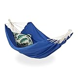Relaxdays Hängematte, XXL Hängeliege für 2 Personen, tragbar, kleines Packmaß, aus Baumwolle, 150 x 280 cm, blau