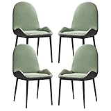 Küchen-Leder-Küchen-Esszimmerstühle, 4er-Set, Schminktisch, Make-up-Stuhl, Beine aus Kohlenstoffstahl, Schlafzimmer, Ehezimmer, Balkon, Sofa, Stuhl (Farbe: Grün)