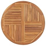 vidaXL Teak Massiv Tischplatte Massivholzplatte Holzplatte Ersatztischplatte Holz Platte für Esstisch Esszimmertisch Rund 2,5cm 90cm