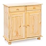 Inter Link – Landhausstil Kommode – Sideboard – Sideboard Buffet – Landhausstil – Beistellschrank - Kiefer massiv – 2 Türen – 2 Schubladen – Natur lackiert