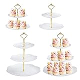 AZEDHUA Obst Etagere 3 Etagen-4 Stück-Moderne Küchen Deko oder Party Deko – Perfekt als Obstschale für Obst Aufbewahrung, Muffins und Cupcakes,3-stufig, Weiß, 3 Ablagefächer