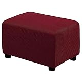 PWZYBXL Wasserdicht Ottomane Schonbezug, High Stretch Rechteckig Ottomane Abdeckung Weiche Abnehmbarem Hocker Protector Für Wohnzimmer Fußhocker-Rotwein-Medium