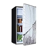 Klarstein CoolArt Kühl-Gefrier-Kombination - Kühlschrank mit 2 Kühl-Ebenen, Design-Front, Thermostat mit 5 Stufen, 0 bis 10 °C, Fassungsvermögen: 79 Liter, Motiv: Großstadt