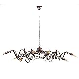 Qazqa - Landhaus I Vintage Land Kronleuchter I Chandelier braun 10-Licht - Ricciolo I Wohnzimmer I Schlafzimmer - Metall Oval I Organisch - LED geeignet E14