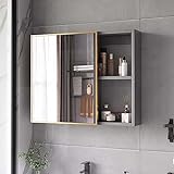 HYQHYX Rechteck Spiegelschrank mit Stauraum, Wandmontage Wasserdicht Badschrank aus Holz, Moderner Wandspiegel for Waschraum (Color : D, Size : 50CM)