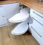 emoebelbeschlaege Schwenkauszug Beschlag Drehbeschlag für 90er Eckschrank, Antirutschmattenset (Türbreite 400 mm Rechts)