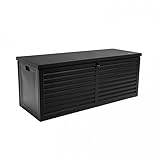 Grindi - Gartenbox Kissenbox Auflagenbox - Larus - Schwarz, 390 Liter, 143x53x57 cm - Wassersichere Outdoor Paketbox, Gartenschrank & Truhe, wetterfest für Balkon, Garten, Gartenhaus, Geräteschuppen