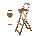 Klappbarer Küchenstühle aus Bambus, ergonomischer Faltbarer Barhocker mit Rückenlehne und Fußstütze, Hoher Hocker für Restaurant, Büro, Frühstückssitz (Color : Brown, Size : 74cm/29in)