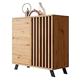 Newroom Kommode Wildeiche Anthrazit Sideboard Modern Vintage - 80x85x40 cm (BxHxT) - Highboard Anrichte - [Barea.Two] Wohnzimmer Schlafzimmer Flur Esszimmer