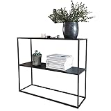 GIZNXBA Konsolentisch Schwarz Metall, Kleiner Flurtisch Schmal Mit Regalen, Moderner Metall Couchtisch Eingangstisch Für Flur, Foyer, Vorraum, Wohnzimmer, Bar, Küche (Color : /Black)