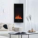 Noble Flame Detroit - Elektrokamin Wandkamin Kamin-Ofen – 408 mm breit inkl. Elektroeinsatz mit Heizfunktion - Ambiente-Wandbeleuchtung - schwarz