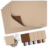 sølmo I Designer Tischset aus Filz, Hitzebeständig I 6er Filz Platzsets mit Glas-Untersetzer I Tischsets, Platzdeckchen I Tischdeko doppelseitig, Beige/Braun