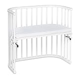 babybay Original Beistellbett aus massivem Buchenholz mit Matratze Classic Soft für Tag und Nacht / Kinderbett Höhe verstellbar & umweltfreundlich / mitwachsendes Babybett (weiß lackiert)