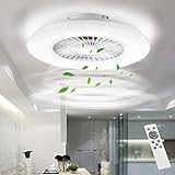 BKZO 60CM moderne LED-Deckenleuchte mit Ventilator, Deckenventilator mit Lampe, 24 Lüftungsgeschwindigkeiten, mühelose Lichtdimmung, für Wohnzimmer, Esszimmer, Schlafzimmer, Büro, 3000-5500 K, Weiß