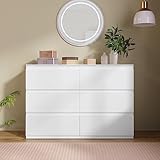 TVIAOH Schminktisch mit 2 Schubladen und LED-Spiegel,Kommode Schlafzimmer Highboard Weiss Sideboard Schubladenkommode Kommode für Schlafzimmer, Weiß - H76.5/B110/T45 cm