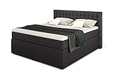 Betten Jumbo King Boxspringbett 180x200 cm mit Bettkasten 7-Zonen TFK Härtegrad H4 und Visco-Topper | Farbe Anthrazit | div. Größen verfügbar