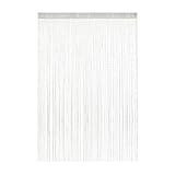 Relaxdays Fadenvorhang Glitzer, 145 x 245 cm, kürzbar, Tunneldurchzug, für Türen & Fenster, waschbar, Fadengardine, weiß
