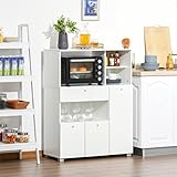 Küchen-Sideboard Buffet Hilfs-Mikrowellenofen mit 2 Türschränken, 1 Schublade und Aufbewahrungsregal, 90 x 40 x 120 cm, Weiß (Farbe: A Größe: wie abgebildet)