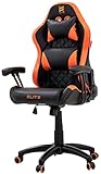 ELITE Gaming Stuhl Pulse für Kinder - Ergonomischer Bürostuhl - Schreibtischstuhl - Chefsessel - Sessel - Racing Gamingstuhl - Drehstuhl - Chair - Kunstleder (Schwarz/Orange)