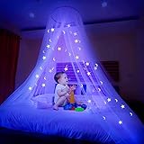 Ciaoed Betthimmel mit Fluoreszierenden Sternen und Moon Grow, Dome Anti-Moskito-Moskitonetz, Passend für Baby, Kinder, Mädchen oder Erwachsenenbett