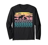 Afrikanische Dekofigur Elefant, Retro, Sonnenuntergang Langarmshirt