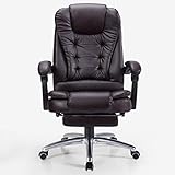 ANIFM Posture Ergonomischer Bürostuhl aus PU-Leder, Chefsessel mit hoher Rückenlehne – Dickes Sitzkissen mit Verstellbarer Lordosenstütze, Drehstuhl aus Leder mit hoher Rückenlehne, Braun Comfortable