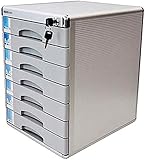 Aktenschrank Abschließbare Aluminiumlegierung Datenaufbewahrungsbox Tischplatte Büro Desktop Schublade Schrank Landslide Track Kleines weißes Etikett Bücherregal (Farbe: Grau, Größe: 7)