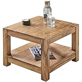 FineBuy Couchtisch Massiv-Holz Akazie 60x60 cm Wohnzimmer-Tisch Design dunkel-braun Landhaus-Stil Beistelltisch Natur-Produkt Wohnzimmermöbel Unikat modern Massivholzmöbel Echtholz rechteckig