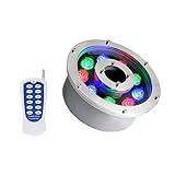 Eingebettet Pool Scheinwerfer - Ringbrunnenlicht, IP68 Imprägniern Mittelloch-Teich-Beleuchtung, 12/24V Unterwasserlicht, RGB-Wasserspiellampe Mit Farbwechsel Und RF-Fernbedienung ( Color : 9W(24V) ,