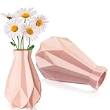 GZkedu 2 Stück Kunststoff Vasen Blumenvase Deko Modern Rosae Geometrische Dekorative Vase, für Büro Wohnung Wohnzimmer Fensterbank Dekoratio