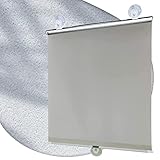 Verdunkelungsrollo-Saugnapf Gardinen tragbar, einziehbares Sonnenschutzvorhang für Dachfenster Kinderzimmer, 68×125/72×125cm, Thermo fensterrollo Rollo Ohne Bohren,Grey-75x125cm/30x49in