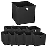 Murago 10er Set Faltboxen ca. 30x30x30 cm Schwarz Aufbewahrungsbox faltbar Körbe Einschub Korb Boxen Stoff Würfel Regalkorb Klappbox