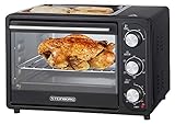 3in1 Mini Backofen 20 Liter mit Umluft inkl. Warmhalteplatte | Minibackofen | Pizza-Ofen | zuschaltbare Umluft | Temperatur 100-230°C | abnehmbare Grillplatte | 60 min.Timer | 1300W