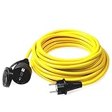 as - Schwabe Verlängerungskabel 5 m – 220-230 V, 16 A Schuko/Euro-Stecker – Outdoor Stromverlängerungskabel – Strom-Verlängerung für Außenbereich – IP44 - Made in Germany – Gelb I 60350