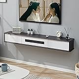 TV Lowboard, TV-Schrank TV-Lowboard Mit 2 Schubladen, TV-Schrank In Holz Zum Aufhängen, 120 * 24 * 20 cm, Fernsehschrank Für PS4 / Xbox One/Kabelbox/DVD-Player/Spielekonsole (Color : Black)