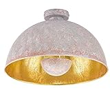 Licht-Erlebnisse Deckenlampe rund Ø 41 cm Beton Optik Grau Gold E27 Deckenleuchte Wohnzimmer Küche Flur innen