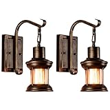 Luling Vintage Glas Wandleuchte 2 Pack Rustikale Glas Wandlampe Retro Metall Schwarz Malerei Farbe Wandleuchte für Restaurant Home Bar Schlafzimmer Nachttisch Korridor Dekorieren (Keine Glühbirne)