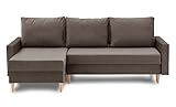 BETTSO -Ecksofa mit Schlaffunktion mit Bettkasten Sofa Couch L-Form Polstergarnitur Wohnlandschaft Polstersofa (225 cmx140cmx75cm) (Ottomane Universal)-Lissa Honiggelb (Braun)