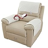 Wasserfest Armlehnenschoner 1 2 3-Sitzer Kopfstützenbezug Rutschfeste Sesselschoner Mit Taschen Relaxsessel Sofa-Armbezug Weiche Abnehmbar Waschbar Sesselbezüge Für Armlehnen (Beige,2 Seat 4 pc)