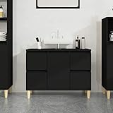 LAPOOH Waschbeckenunterschrank, Unterschrank Waschbecken, Bathroom Cabinet, Badezimmer Unterschrank, Unterschrank Bad, Badunterschrank, Schwarz 80x33x60 cm Holzwerkstoff