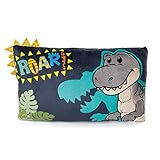 NICI Kissen Dino Tony-Rex 43 x 25 cm – rechteckiges Kuschelkissen mit niedlichem Dinosaurier-Motiv, Dekokissen für Kinder & Erwachsene, 48819, tolle Geschenkidee, blau
