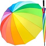 iX-brella Regenschirm XXL Regenbogen 129 cm Fiberglas, leicht, bunt, groß mit Softgriff