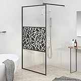 ZEYUAN Duschwand für Walk-In Dusche, Duschrückwand, Duschabtrennung, Glaswand Dusche, Duschglaswand, Duschtrennwand, 115x195 cm ESG Steindesign Schwarz