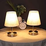 Lightess Dimmbare Nachttischlampe 2er Set Tischlampe Touch Dimmbar Tischleuchte Modern Retro mit E14 Warmweiss für Wohnzimmer Schlafzimmer Tisch mit EU Stecker