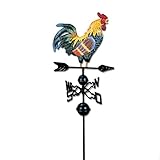 SYFUNLV Retro Wetterfahne Hahn,bunt Hahn-Wetterfahne,35×130cm Metall Windanzeige Hahn Form Dekoration für Garten Hinterhof Wind Direction Indicator und Roof Decoration