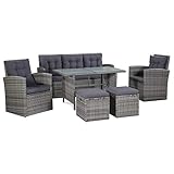 Festnight Gartensofa-Set 18-TLG. | Garten-Essgruppe | Ratten Sitzgruppe | Gartengarnitur Sitzgarnitur | Gartenset Essgruppe | Terrassenmöbel Gartenmöbel | Gartenmöbelset | Grau Poly Rattan